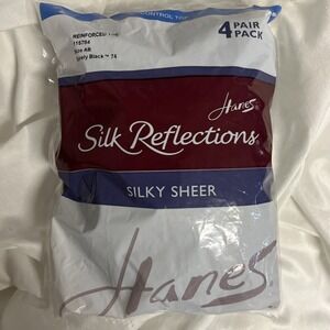 Hanes Silk Reflections Silky Sheer Control Top RT 4 PACK BARELY BLACK  115782 AB